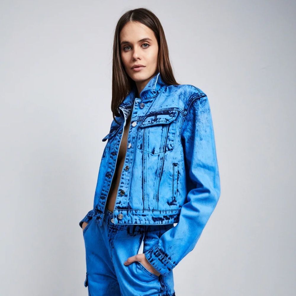 NWT RtA Blue Acid Wash Denim Jacket